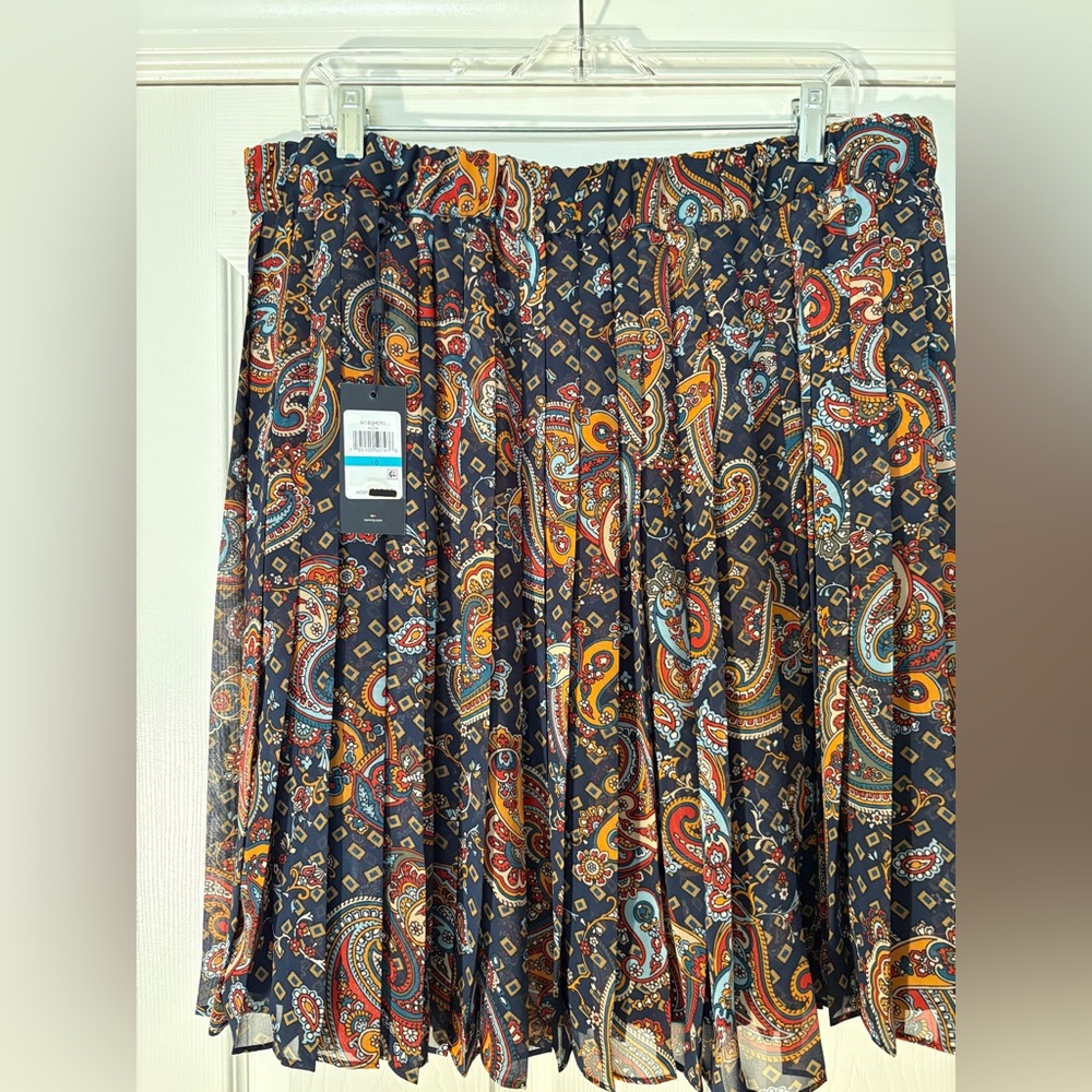 Paisley Print Pleated Skirt
